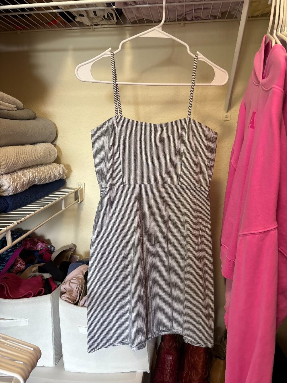 Brandy Melville striped blue and white summer dress One Size